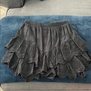 Black Layered Eyelet Skort